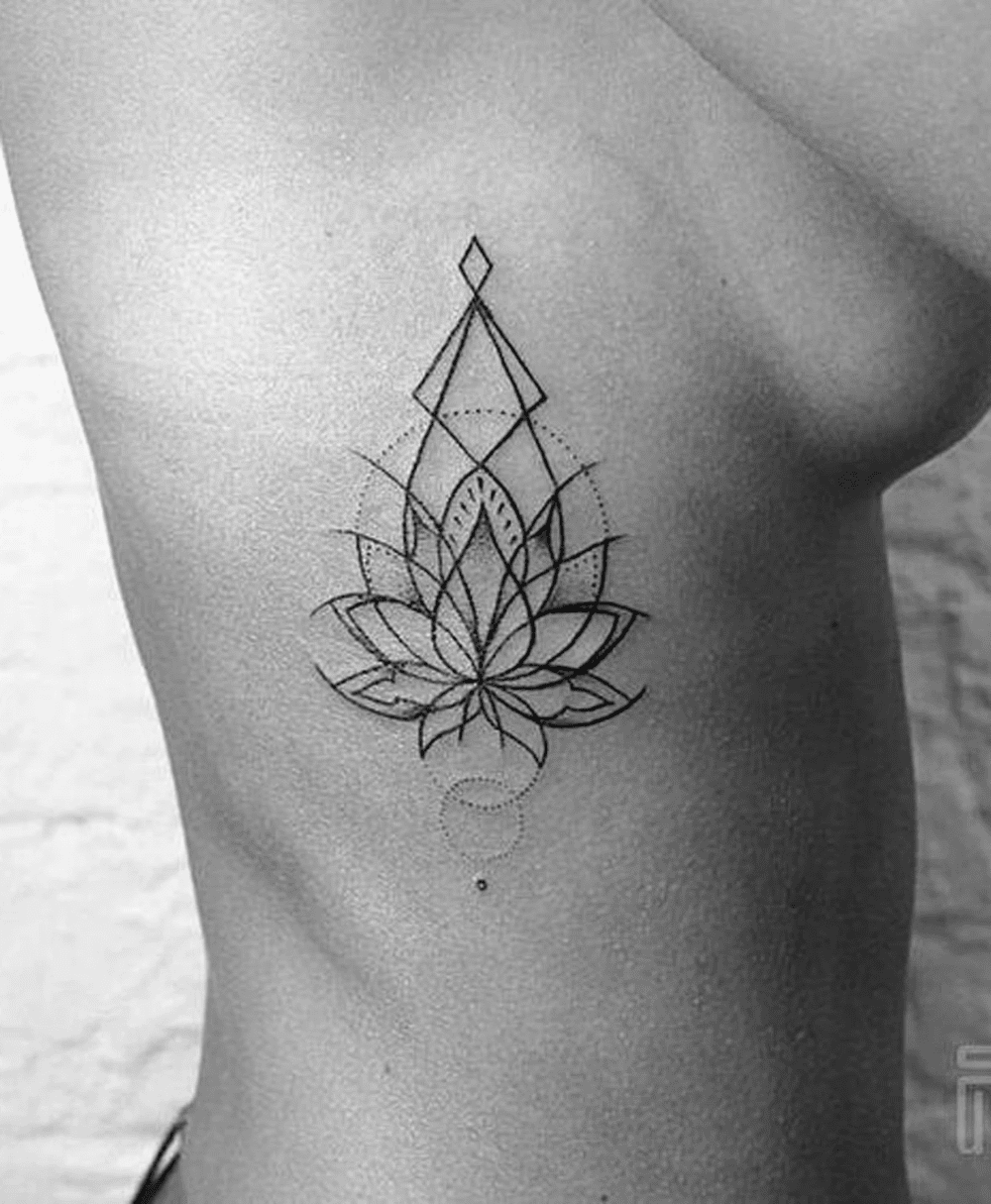 Rib Placement Lotus Tattoo