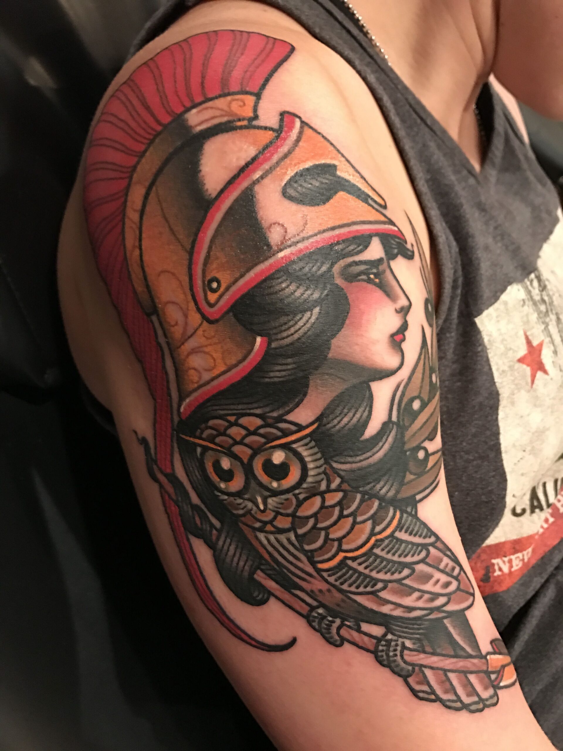 Traditional Athena's Owl Tattoo